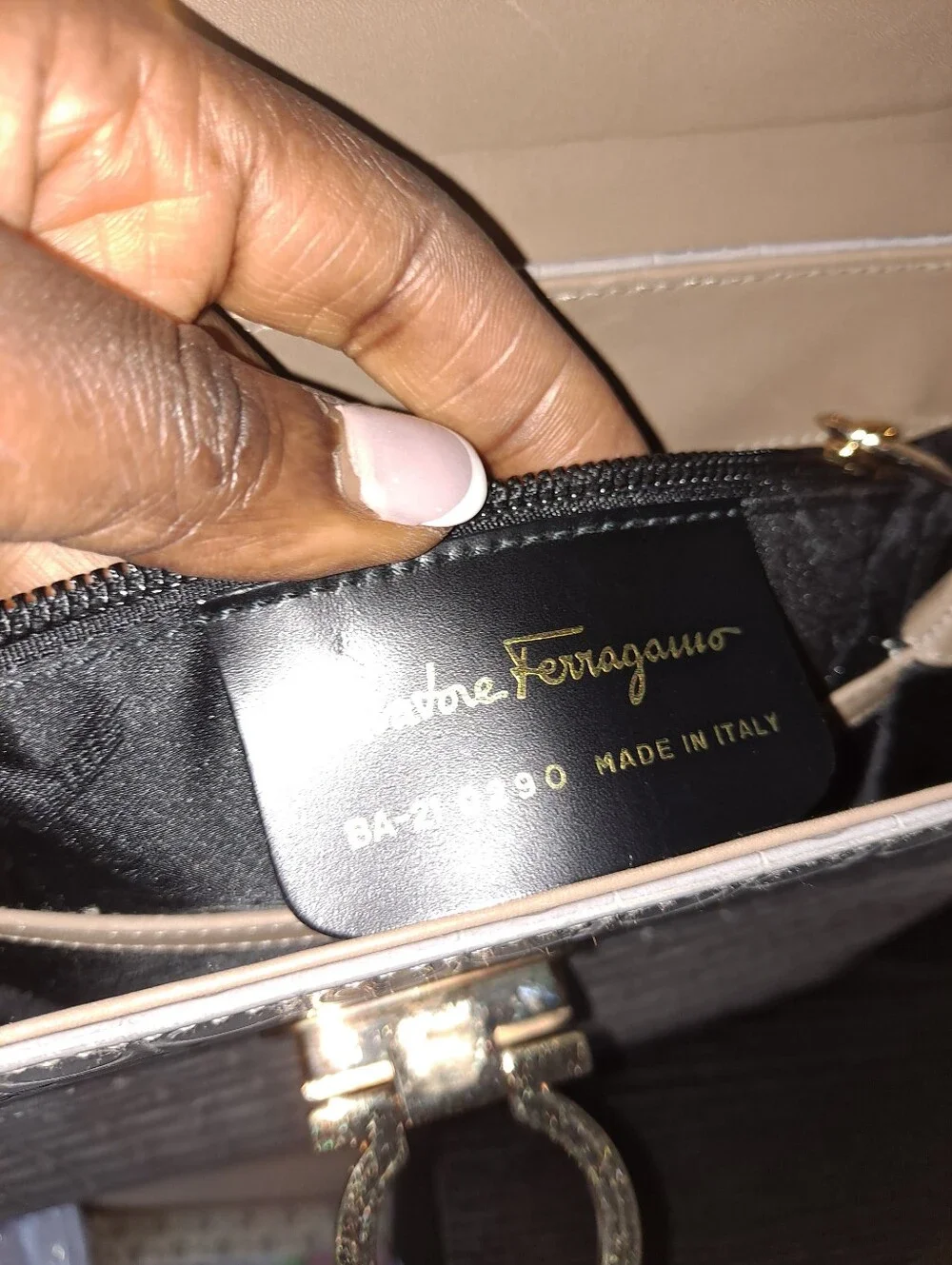 Salvatore Ferragamo Light Beige Gancini Monogram Top-Handle Satchel